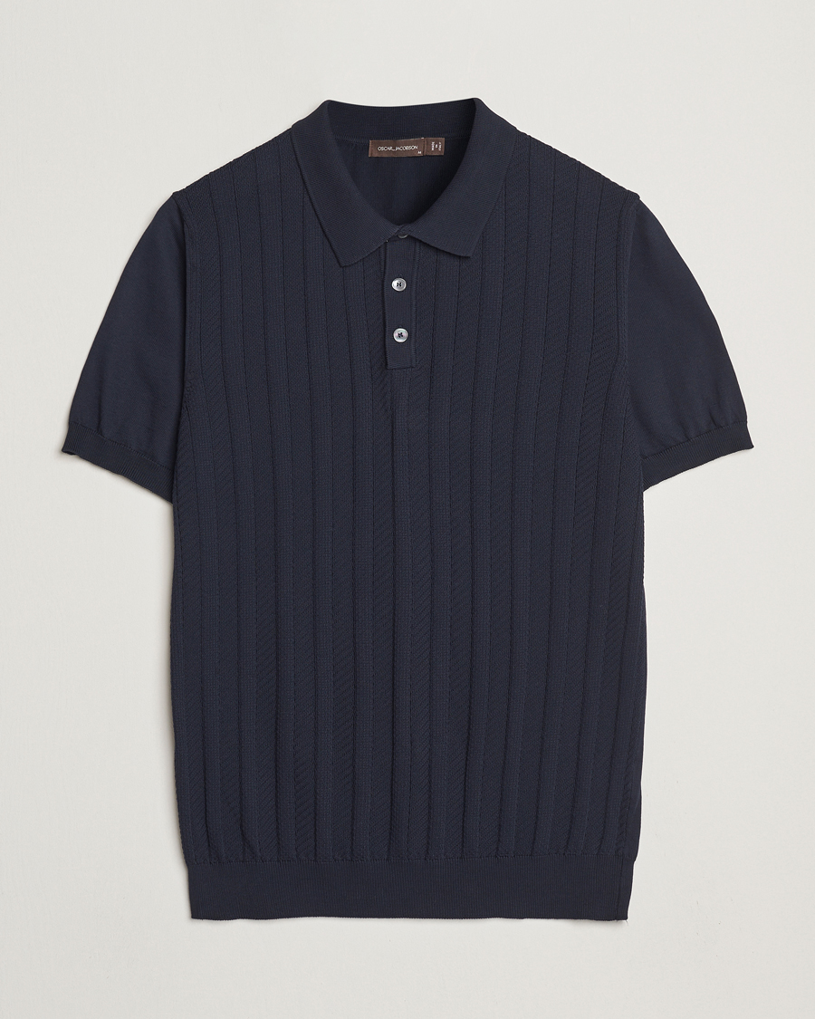 Uomini | Polo | Oscar Jacobson | Barto Structured Cotton Polo Navy
