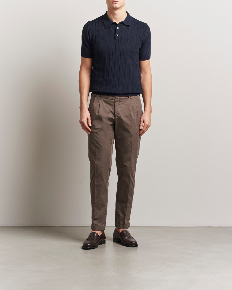Uomini | Polo | Oscar Jacobson | Barto Structured Cotton Polo Navy