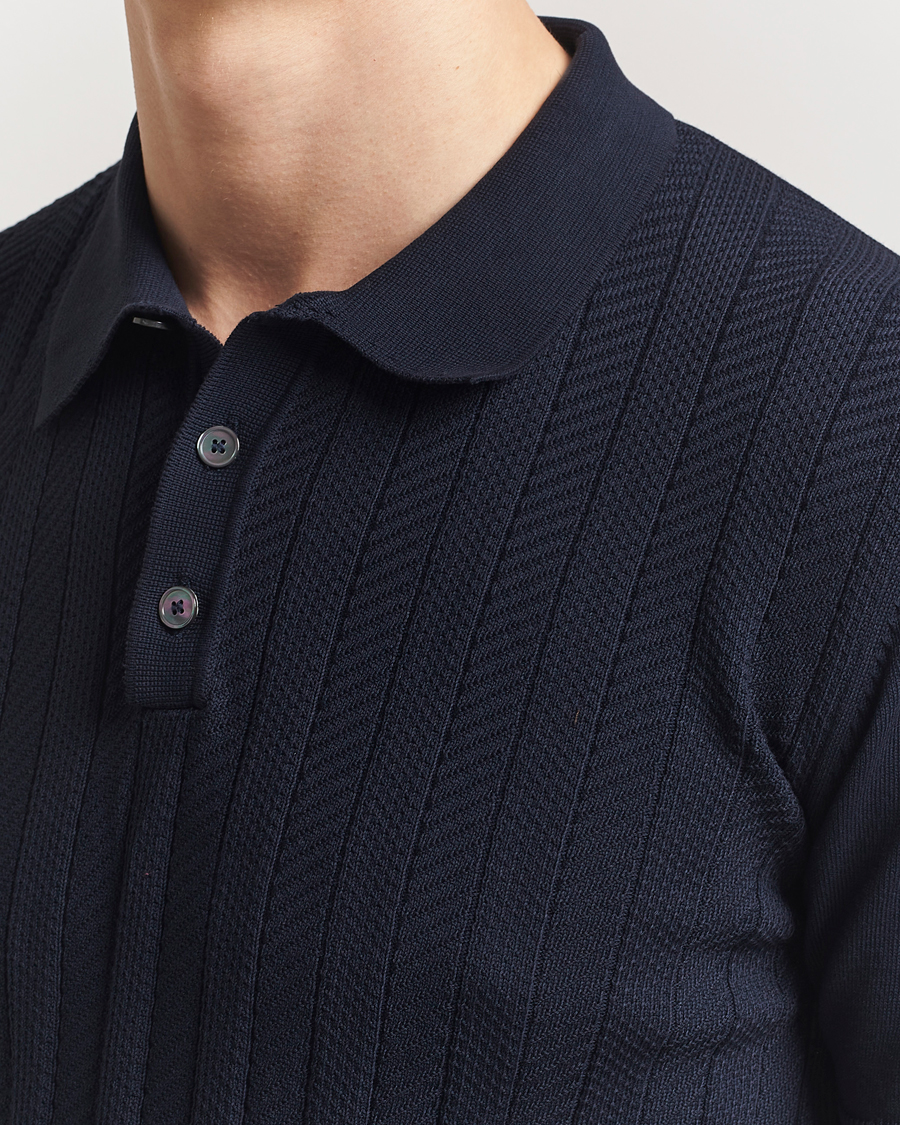 Uomini | Polo | Oscar Jacobson | Barto Structured Cotton Polo Navy