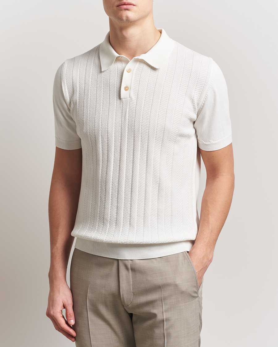 Uomini | Polo | Oscar Jacobson | Barto Structured Cotton Polo Snow White
