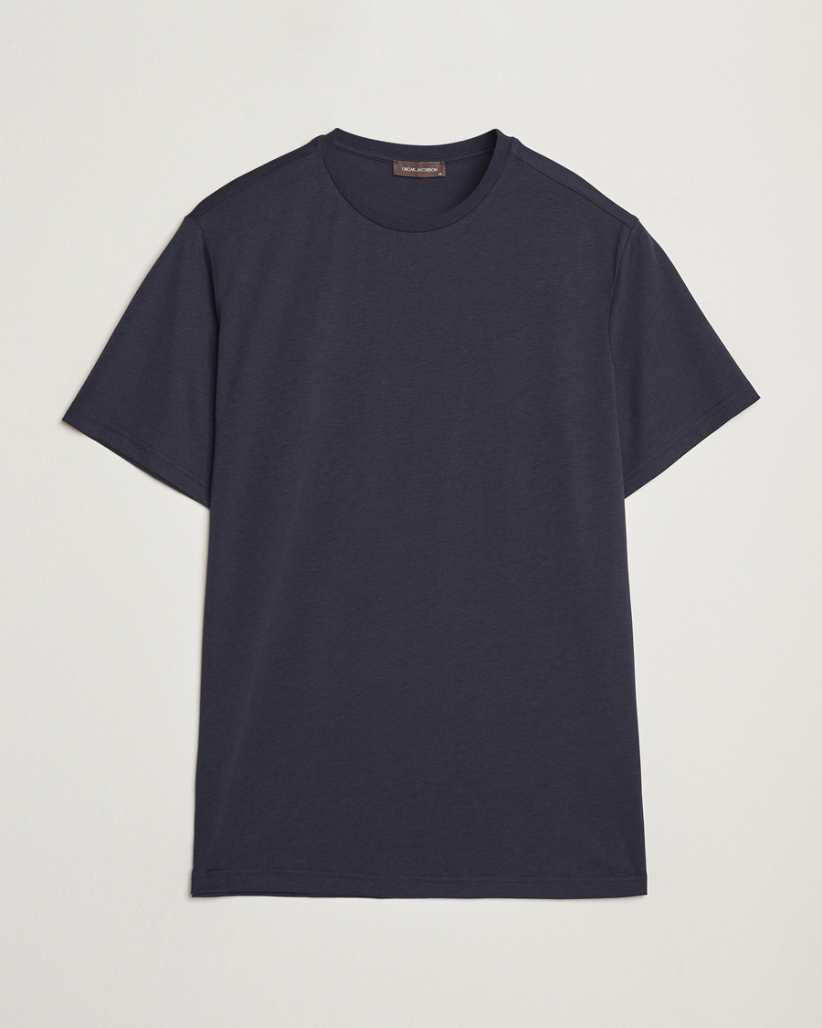 Uomini | T-shirt | Oscar Jacobson | Kim Lyocel/Cotton T-Shirt Navy