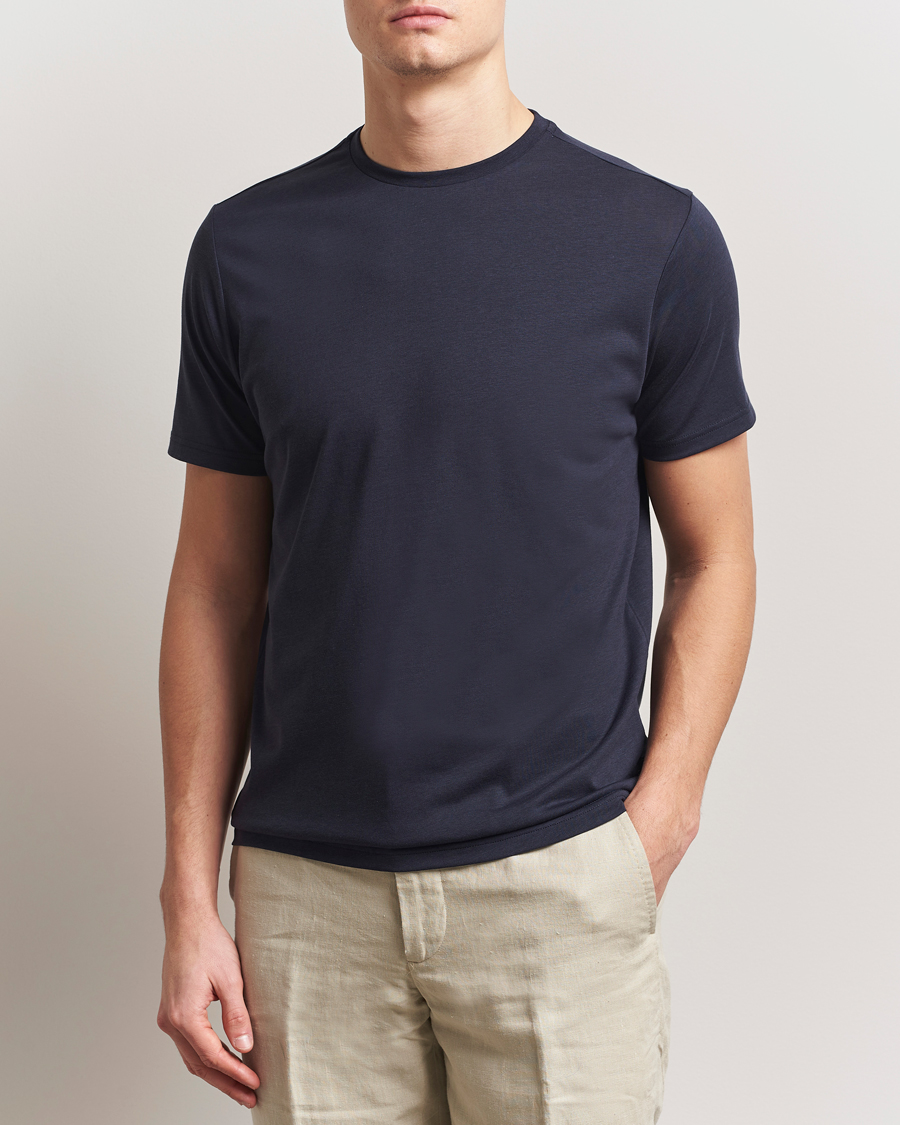 Uomini | T-shirt | Oscar Jacobson | Kim Lyocel/Cotton T-Shirt Navy