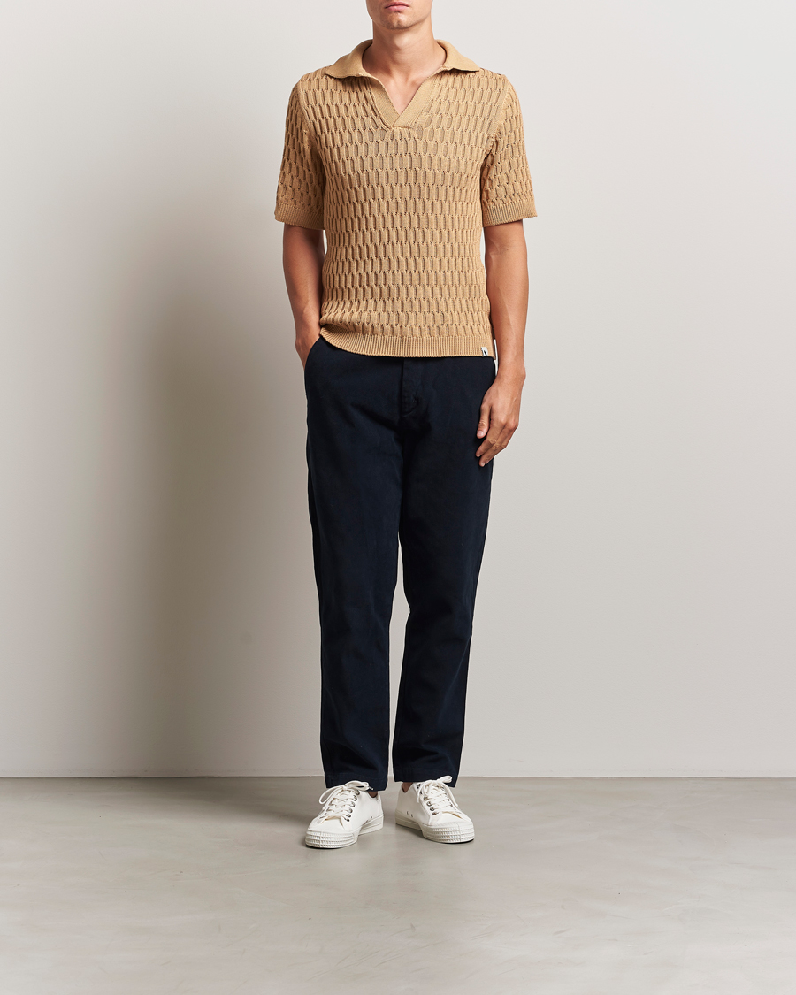 Uomini | Polo | Peregrine | Cove Knitted Cotton Polo Shirt Sand