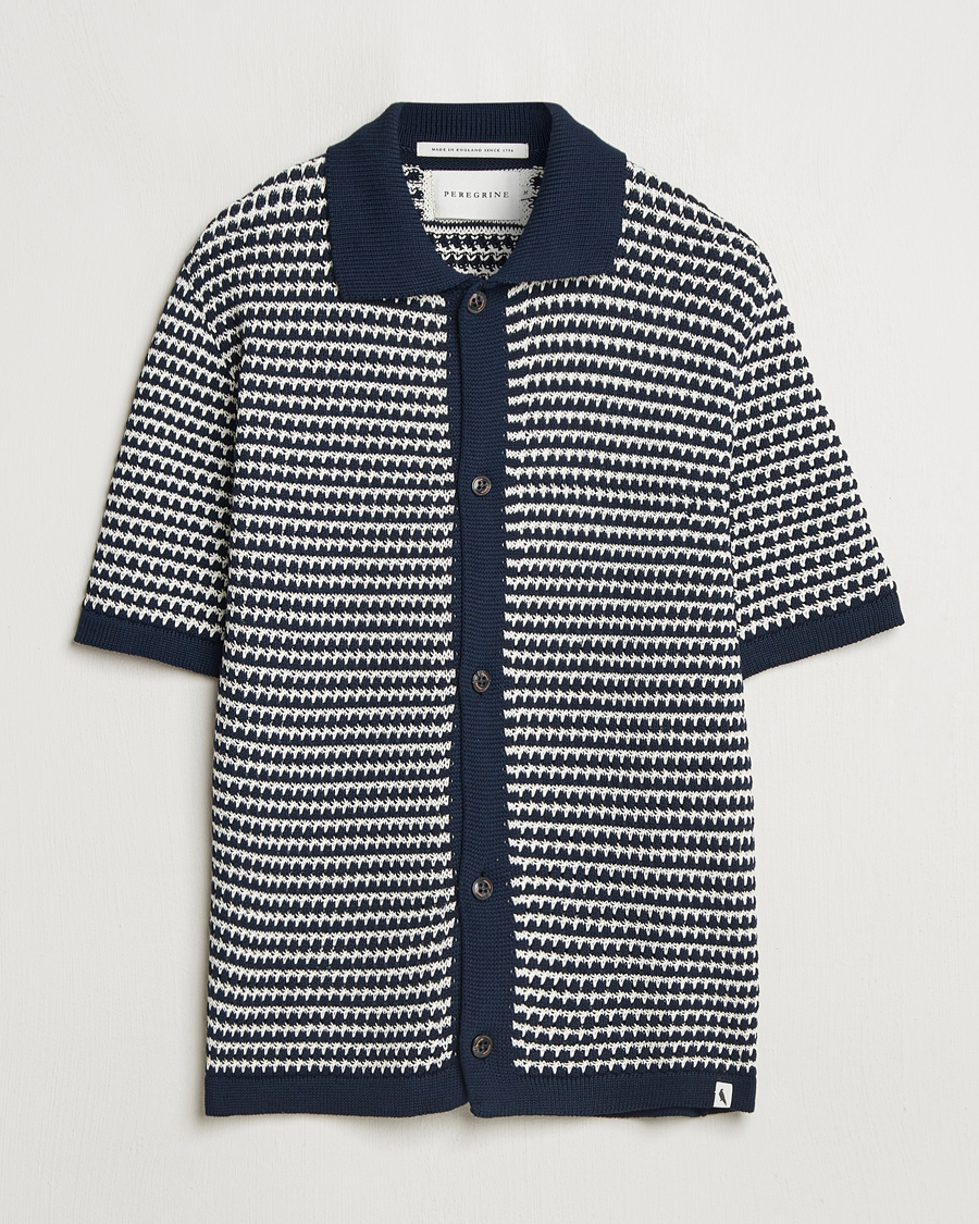Uomini | Camicie | Peregrine | Island Crochet Knitted Shirt Navy
