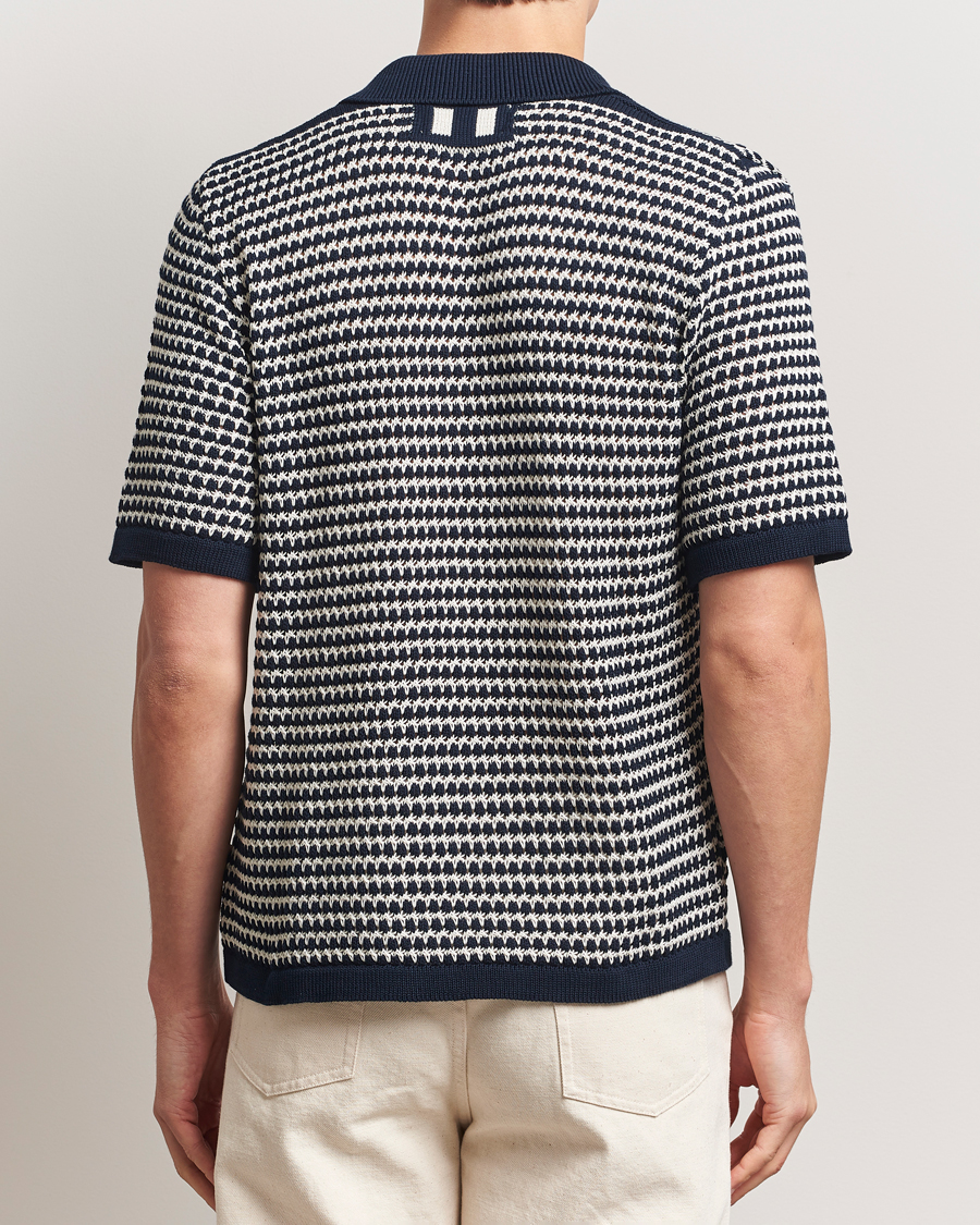 Uomini | Camicie | Peregrine | Island Crochet Knitted Shirt Navy