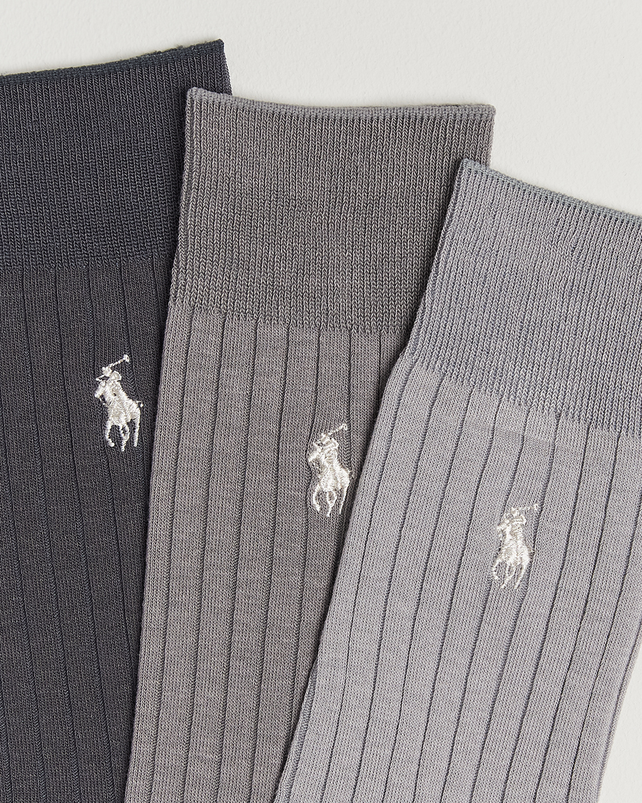 Uomini | Biancheria intima | Polo Ralph Lauren | 3-Pack Egyptian Rib Crew Sock Grey Combo