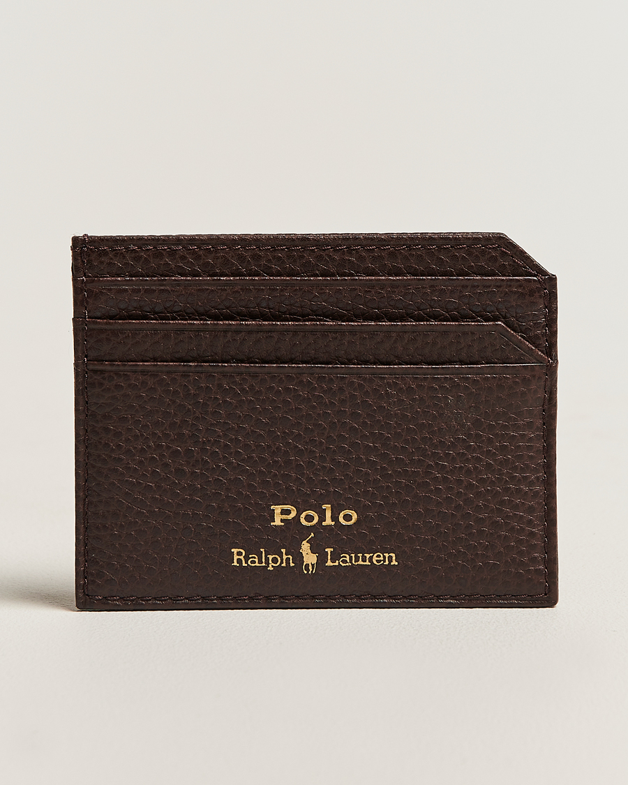 Uomini | Polo Ralph Lauren Pebble Leather Card Case Dark Brown | Polo Ralph Lauren | Pebble Leather Card Case Dark Brown