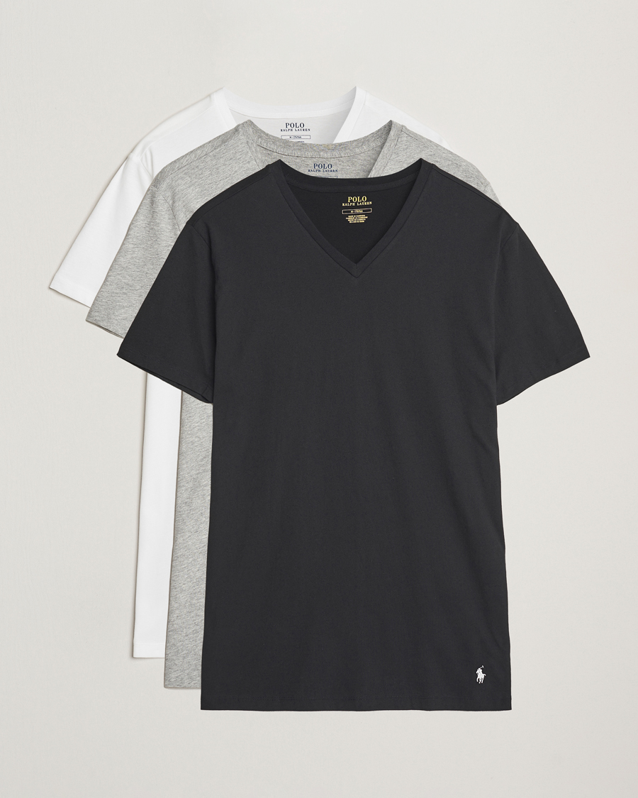 Uomini | T-shirt | Polo Ralph Lauren | 3-Pack V Neck T-Shirt White/Grey/Black