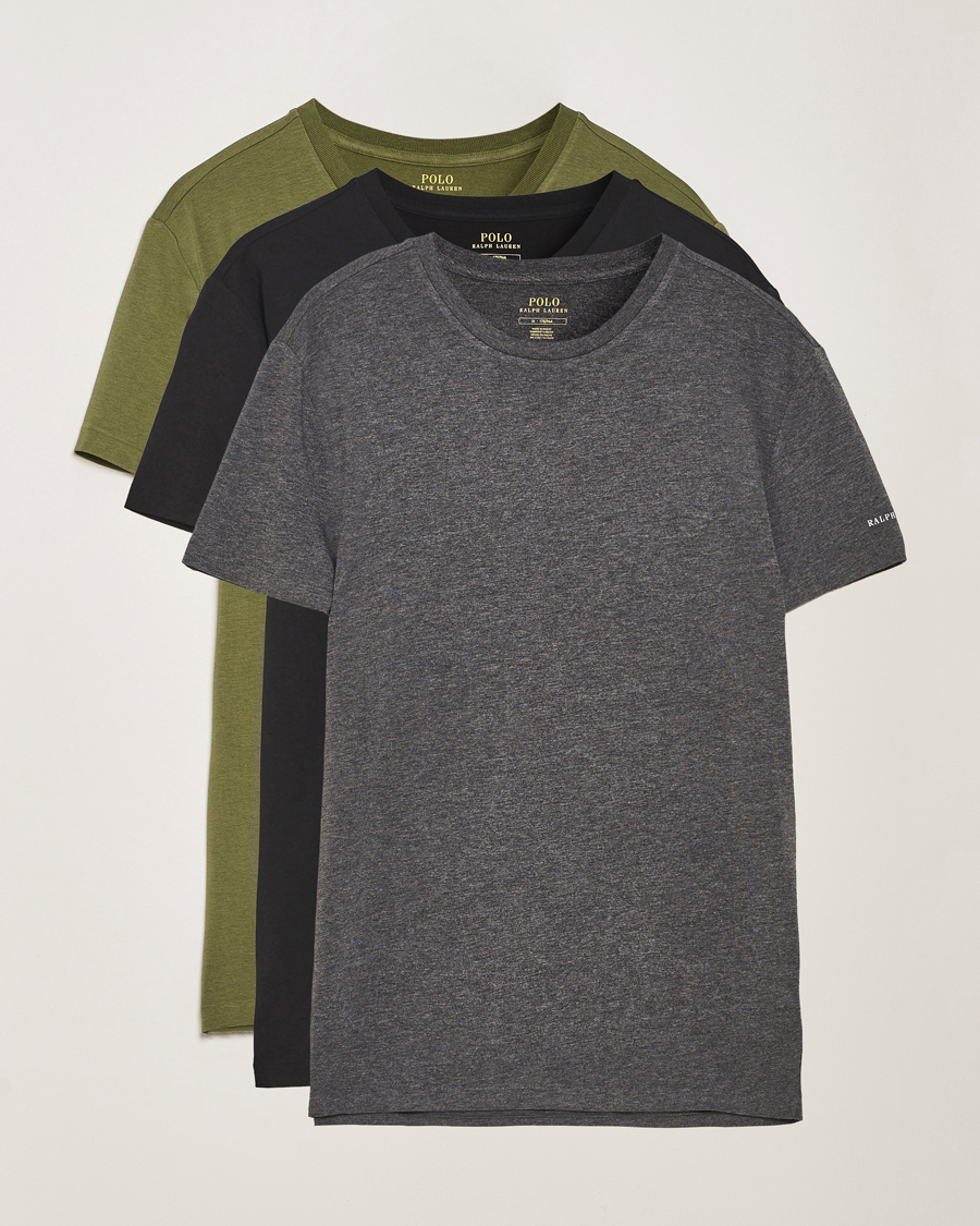 Uomini | T-shirt | Polo Ralph Lauren | 3-Pack Crew Neck T-Shirt Black/Green/Grey