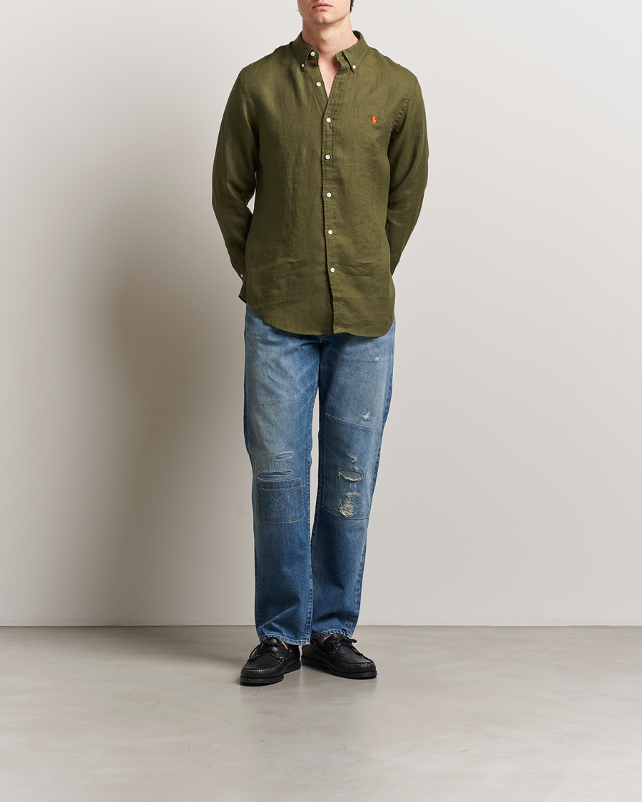 Uomini | Camicie | Polo Ralph Lauren | Slim Fit Linen Shirt New Olive