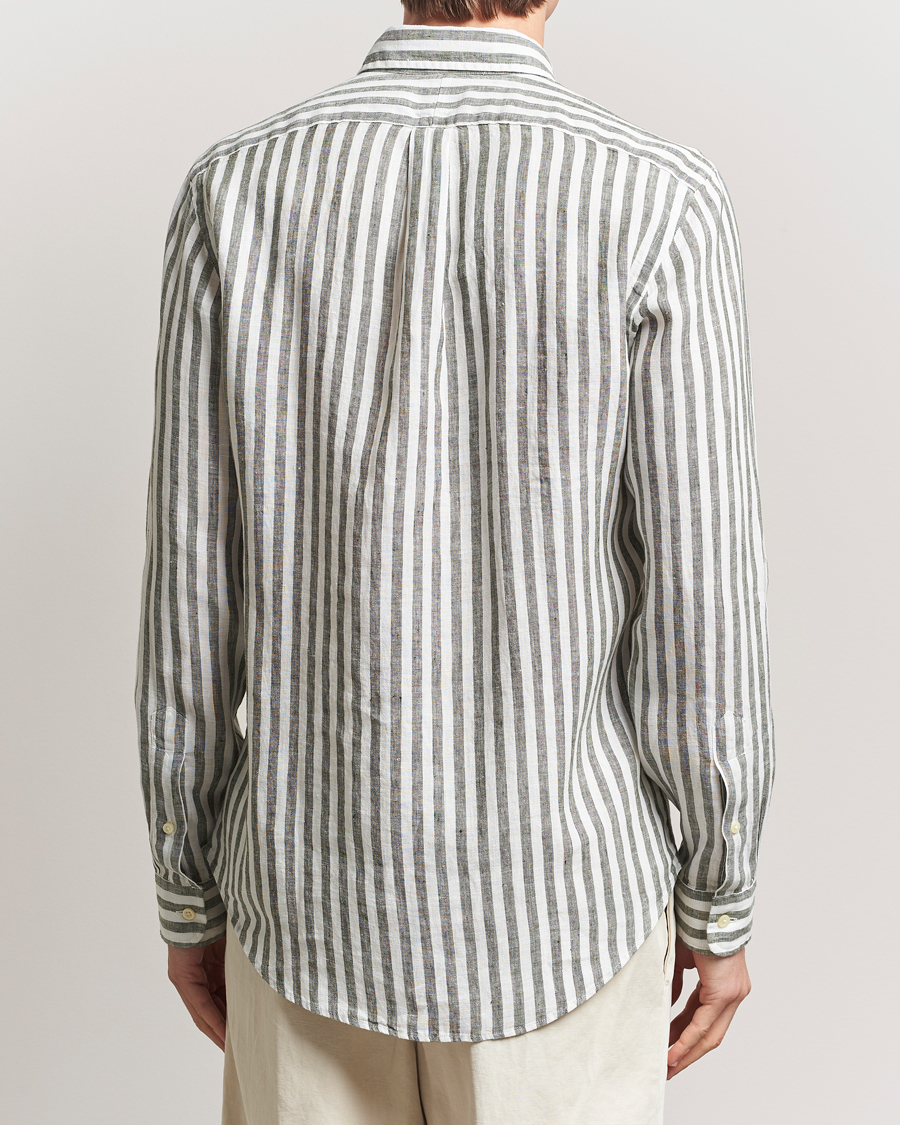 Uomini | Camicie | Polo Ralph Lauren | Custom Fit Striped Linen Shirt New Olive/White