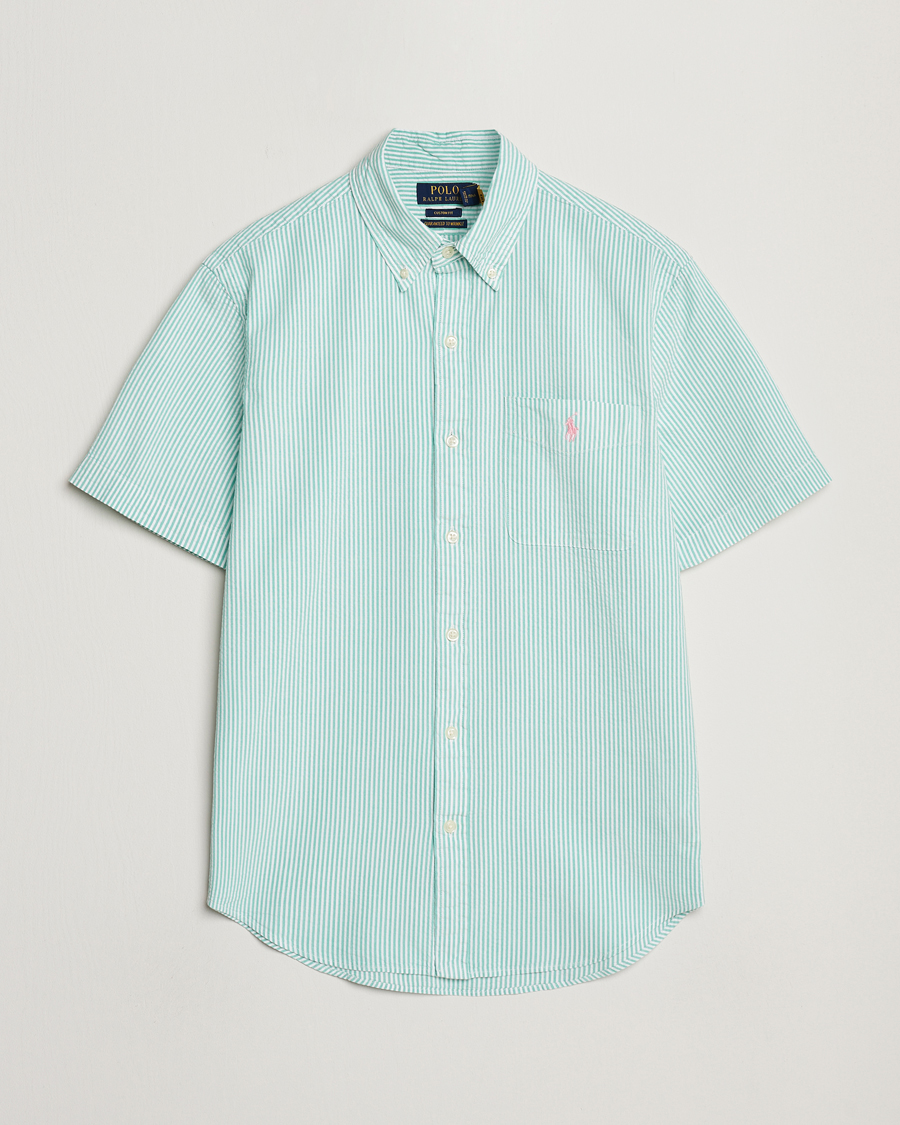 Uomini | Camicie | Polo Ralph Lauren | Seersucker Short Sleeve Striped Shirt Green/White