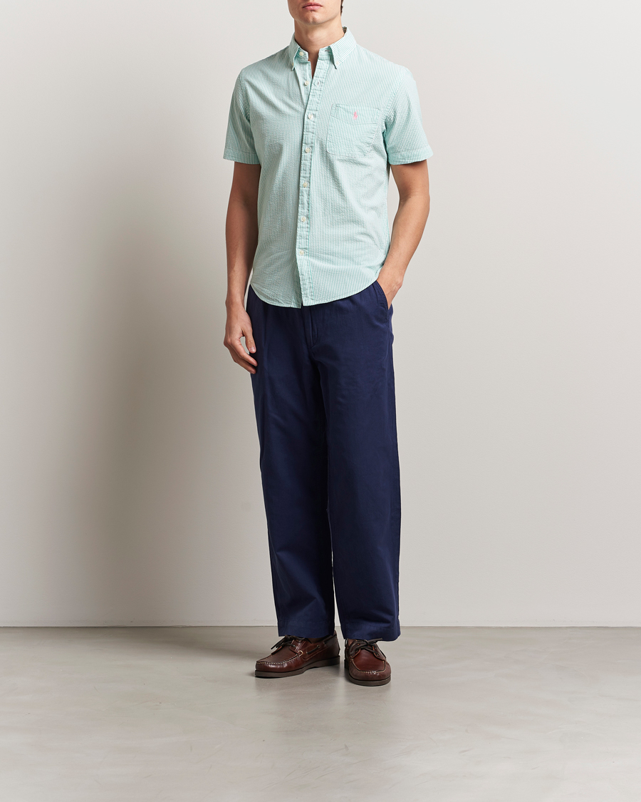 Uomini | Camicie | Polo Ralph Lauren | Seersucker Short Sleeve Striped Shirt Green/White