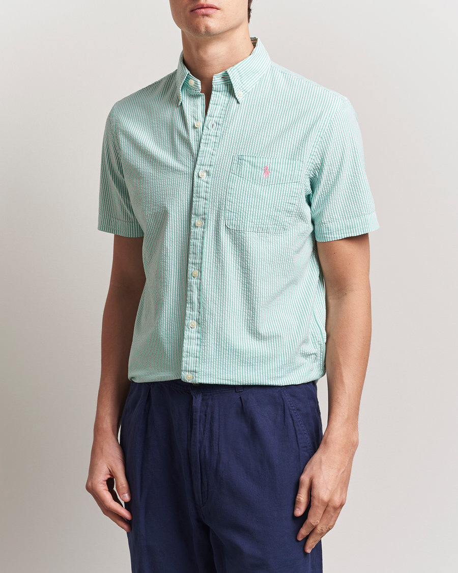 Uomini | Camicie | Polo Ralph Lauren | Seersucker Short Sleeve Striped Shirt Green/White