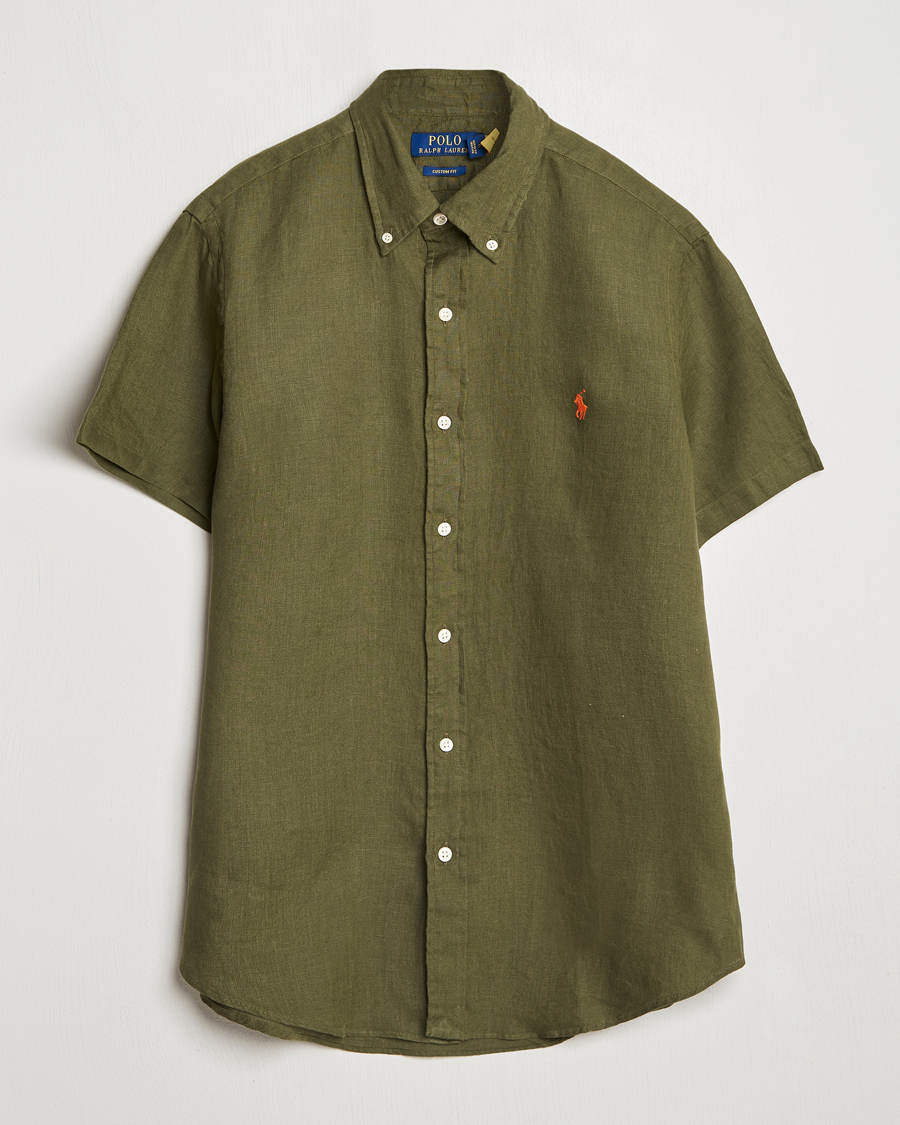 Uomini | Camicie | Polo Ralph Lauren | Short Sleeve Linen Shirt New Olive