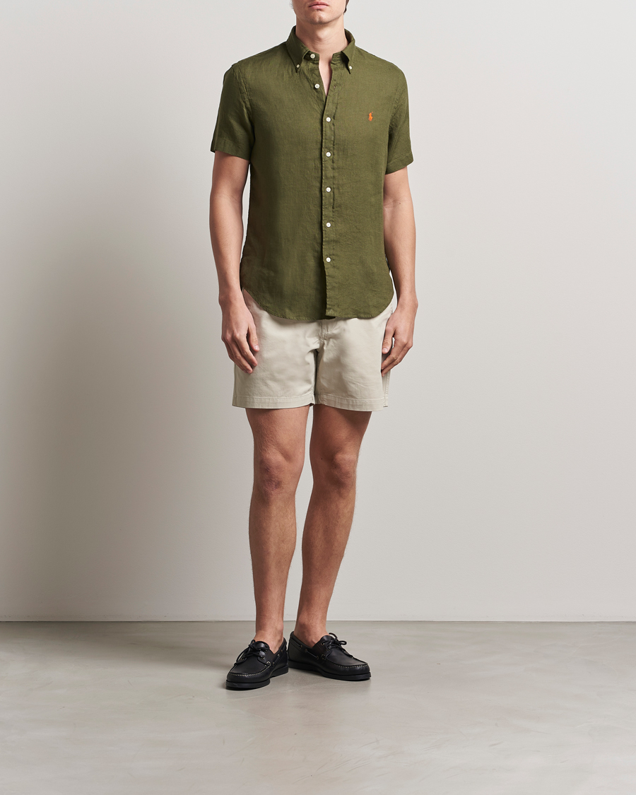 Uomini | Camicie | Polo Ralph Lauren | Short Sleeve Linen Shirt New Olive