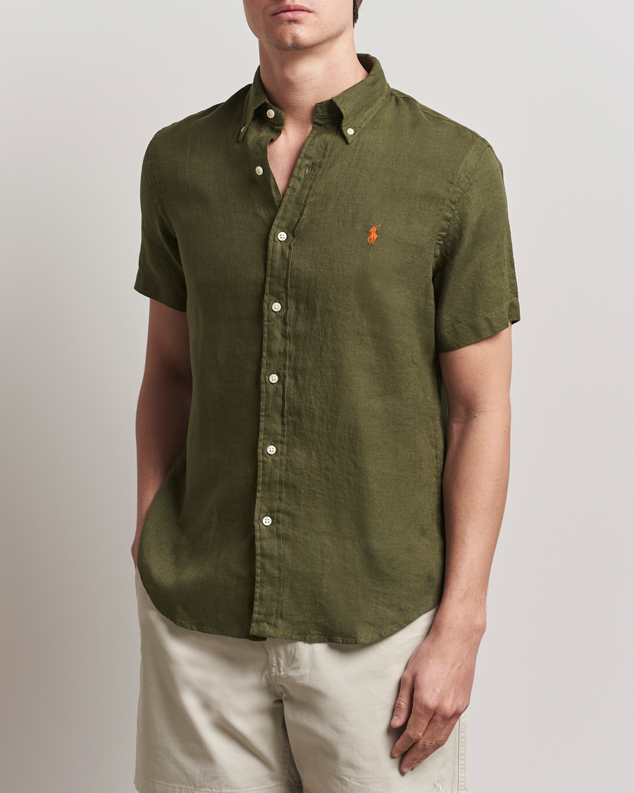 Uomini | Camicie | Polo Ralph Lauren | Short Sleeve Linen Shirt New Olive