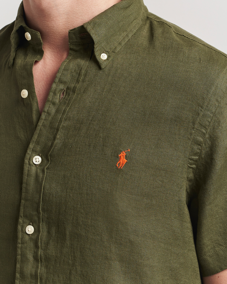 Uomini | Camicie | Polo Ralph Lauren | Short Sleeve Linen Shirt New Olive