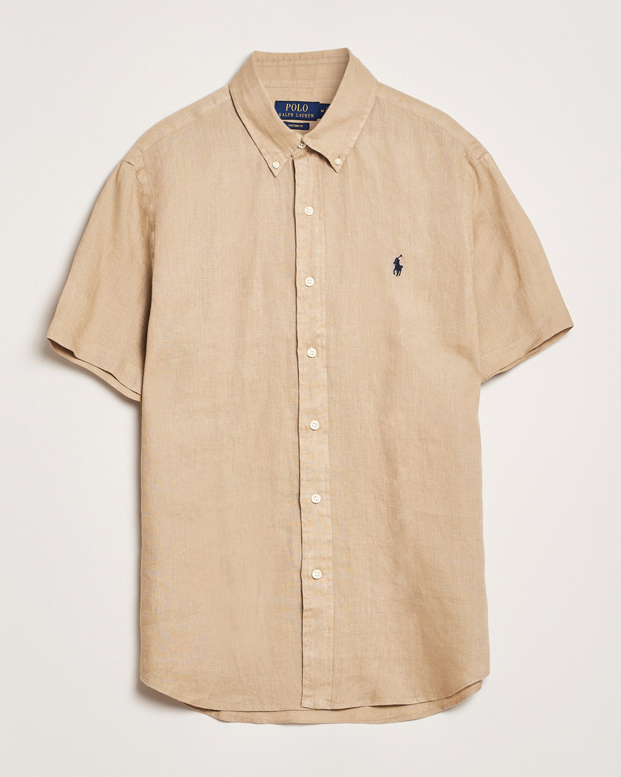 Uomini | Camicie | Polo Ralph Lauren | Short Sleeve Linen Shirt Coastal Beige