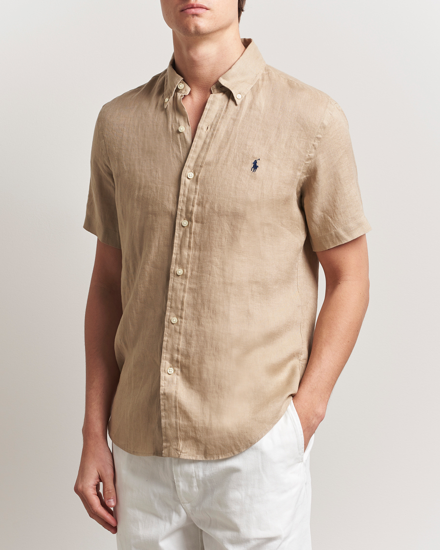 Uomini | Camicie | Polo Ralph Lauren | Short Sleeve Linen Shirt Coastal Beige