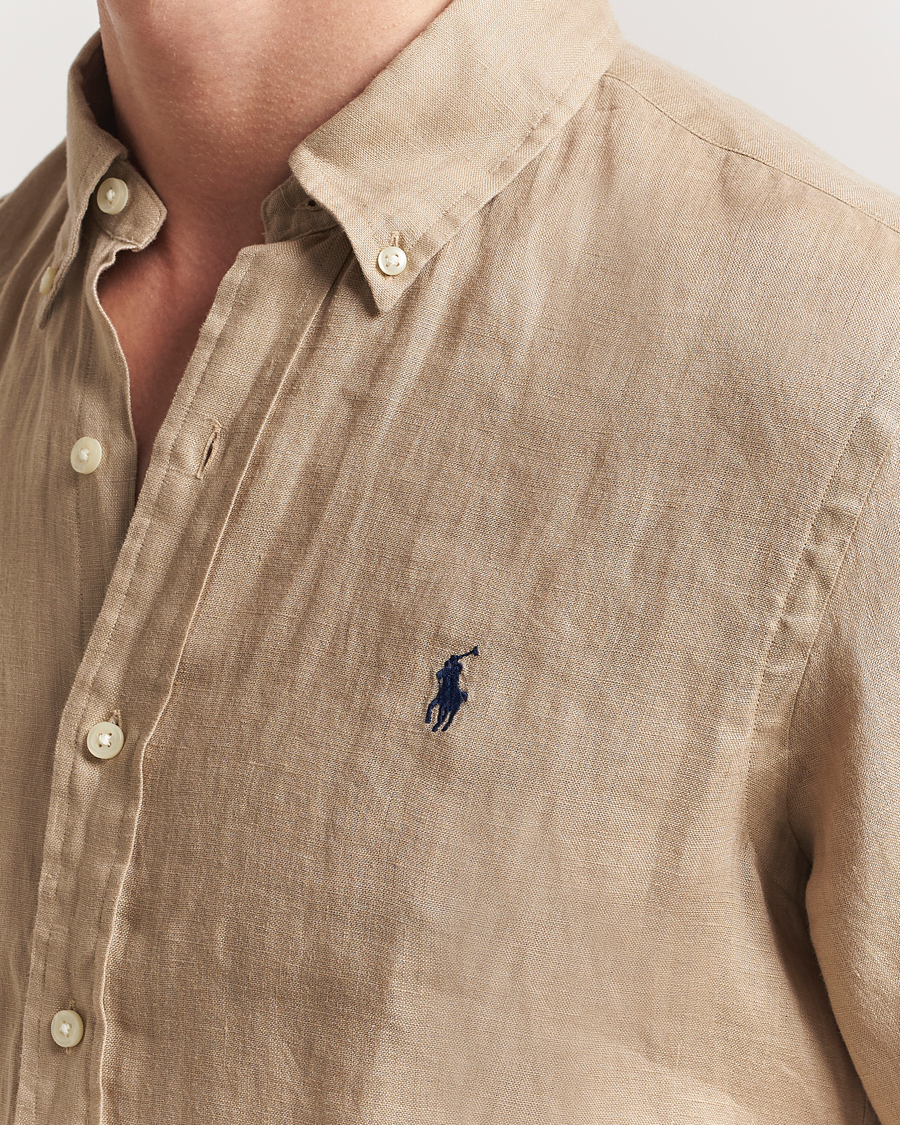 Uomini | Camicie | Polo Ralph Lauren | Short Sleeve Linen Shirt Coastal Beige