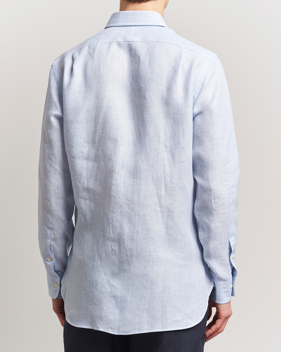 Uomini | Camicie | Polo Ralph Lauren | Custom Fit Dressed Striped Linen Shirt Cabana Blue