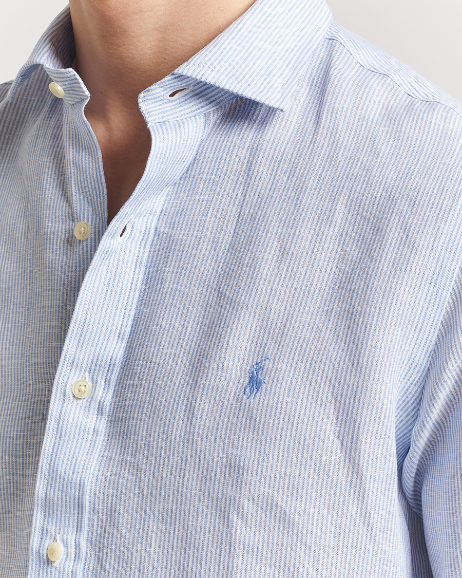 Uomini | Camicie | Polo Ralph Lauren | Custom Fit Dressed Striped Linen Shirt Cabana Blue