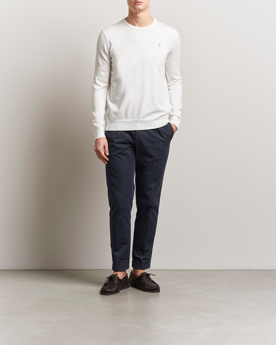 Uomini | Maglieria | Polo Ralph Lauren | Cotton Crew Neck Sweater Deckwash White