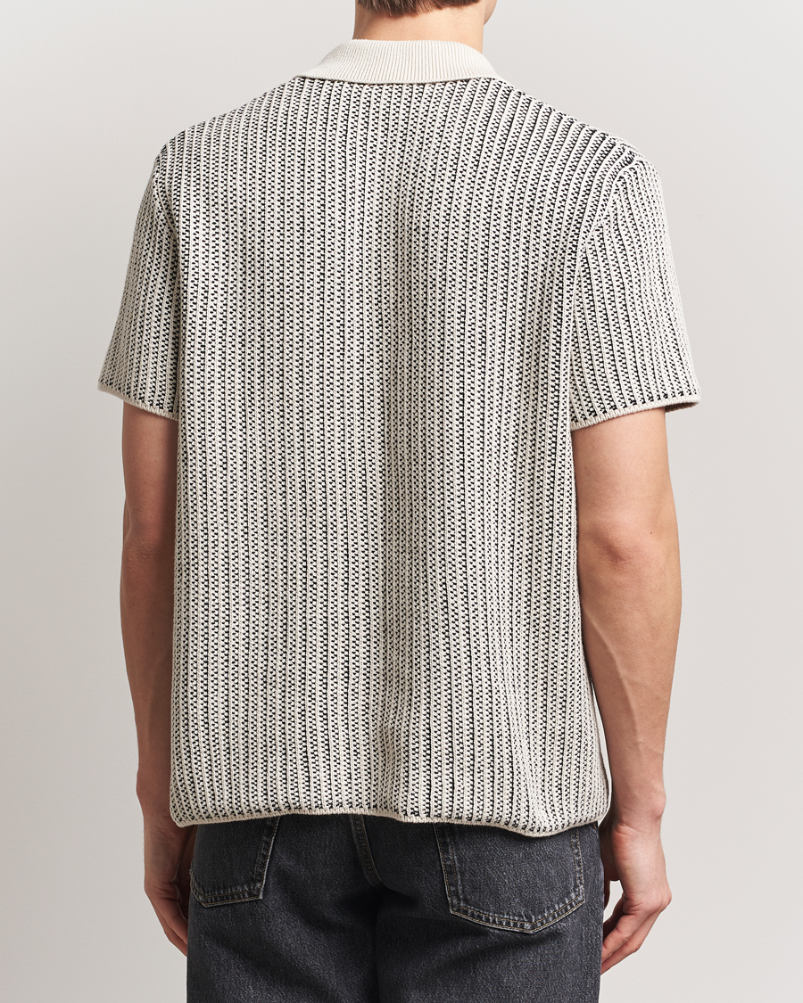 Uomini | Camicie | LES DEUX | Easton Knitted Short Sleeve Shirt Ivory/Black