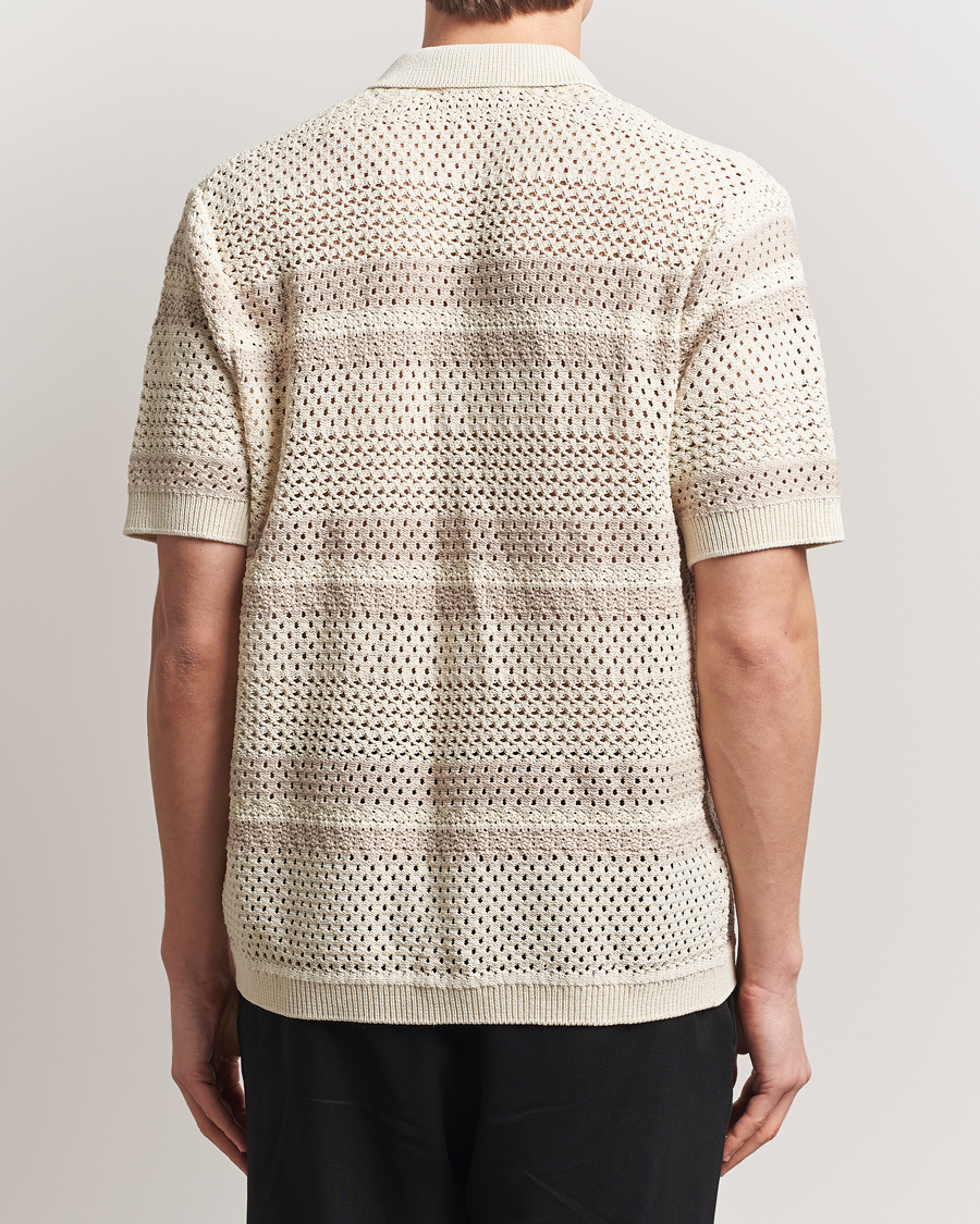 Uomini | Camicie | LES DEUX | Gianni Striped Knitted Short Sleeve Shirt Ivory
