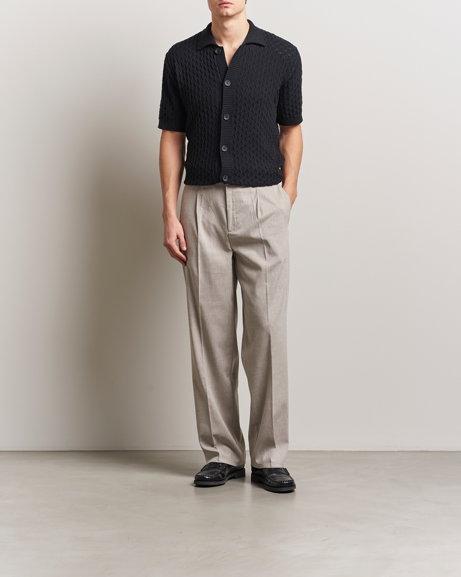 Uomini | Camicie | LES DEUX | Gespertus Knitted Short Sleeve Shirt Black