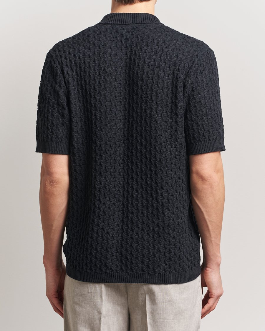 Uomini | Camicie | LES DEUX | Gespertus Knitted Short Sleeve Shirt Black