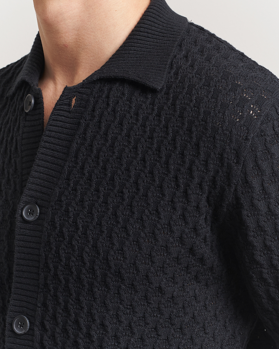 Uomini | Camicie | LES DEUX | Gespertus Knitted Short Sleeve Shirt Black