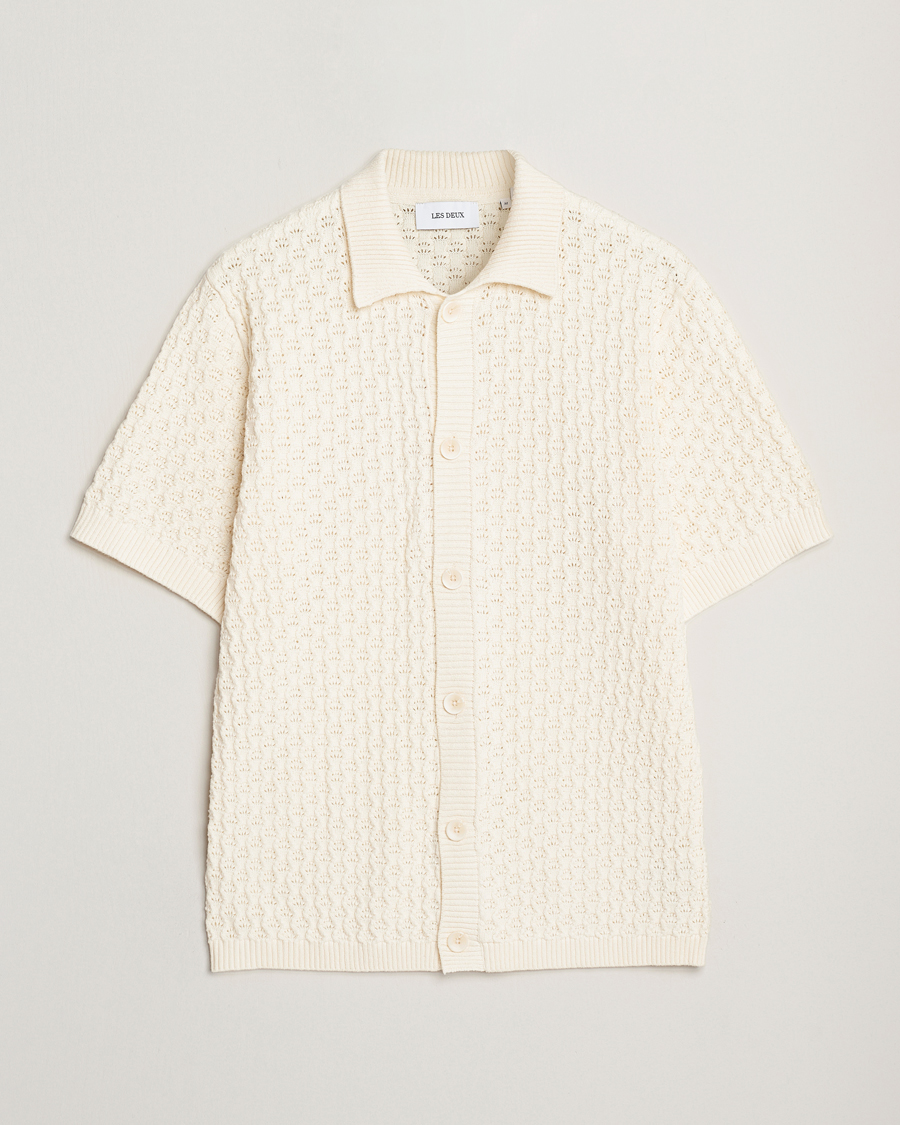 Uomini | Camicie | LES DEUX | Gespertus Knitted Short Sleeve Shirt Ivory