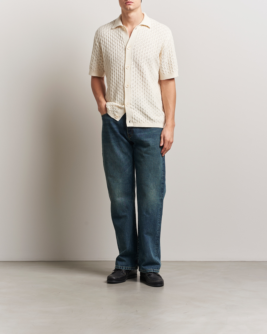 Uomini | Camicie | LES DEUX | Gespertus Knitted Short Sleeve Shirt Ivory