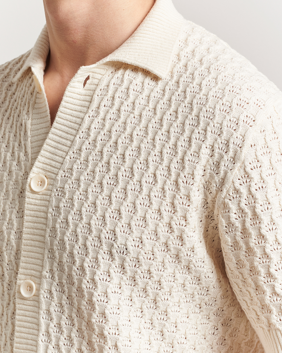 Uomini | Camicie | LES DEUX | Gespertus Knitted Short Sleeve Shirt Ivory