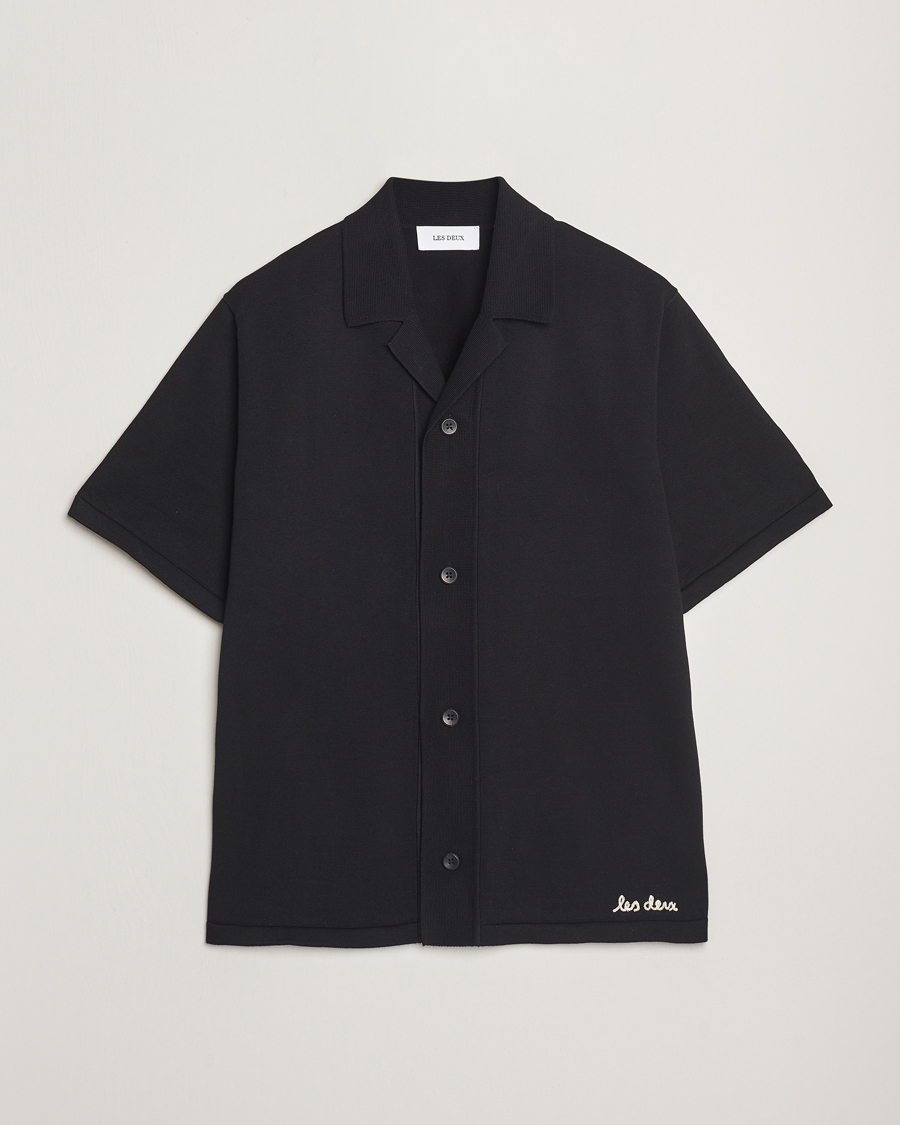 Uomini | Camicie | LES DEUX | Geoffery Short Sleeve Knitted Shirt Black