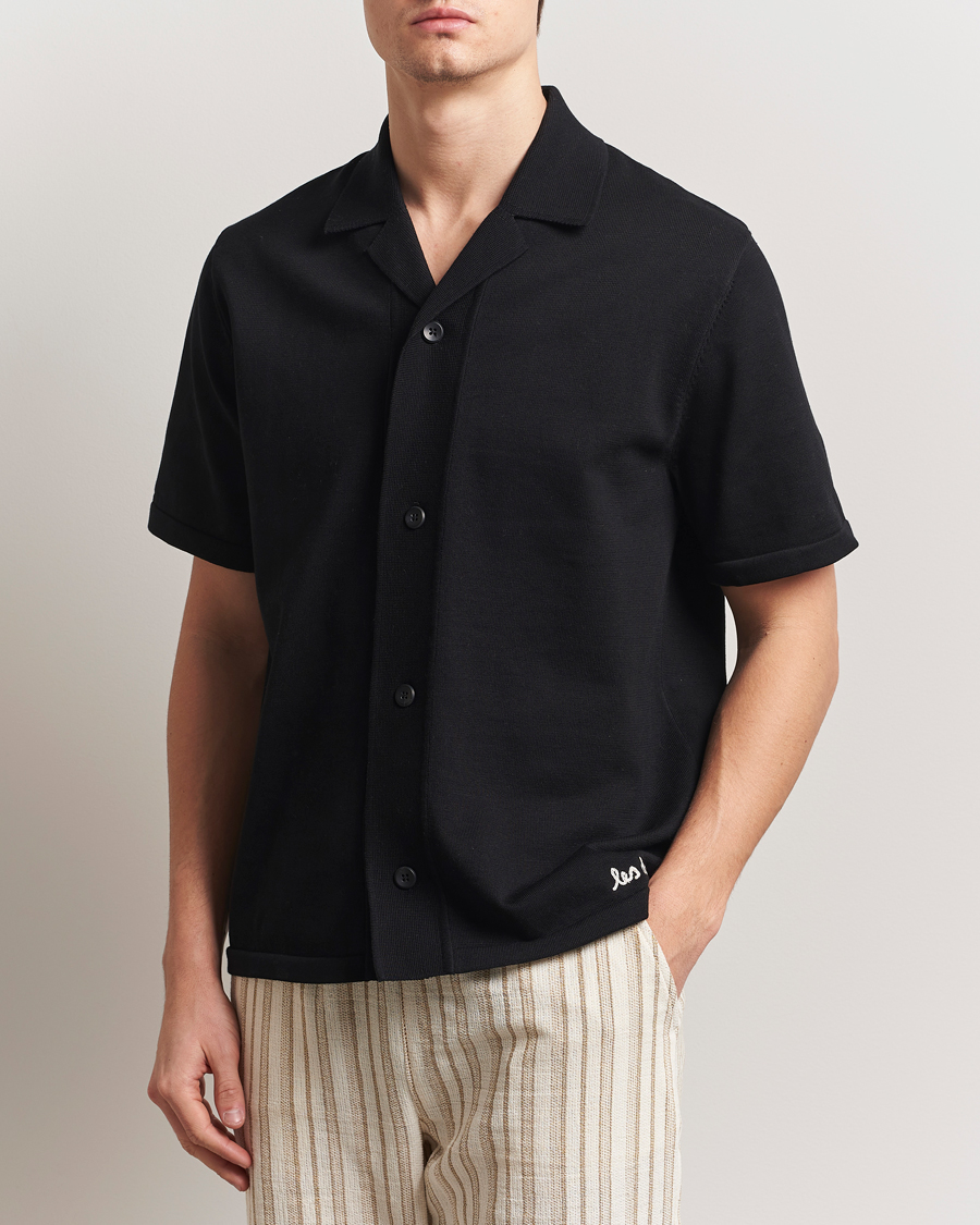 Uomini | Camicie | LES DEUX | Geoffery Short Sleeve Knitted Shirt Black