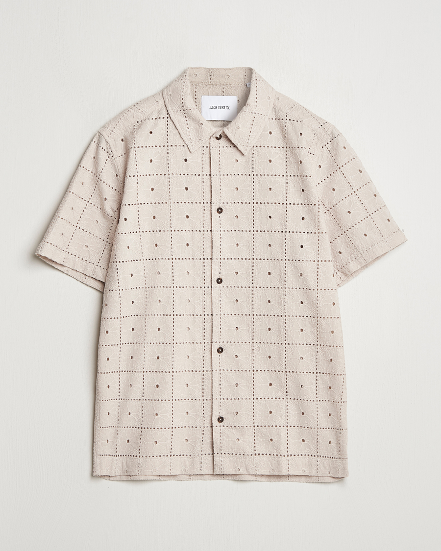 Uomini | Camicie | LES DEUX | Hector Anglaise Short Sleeve Shirt Light Sand