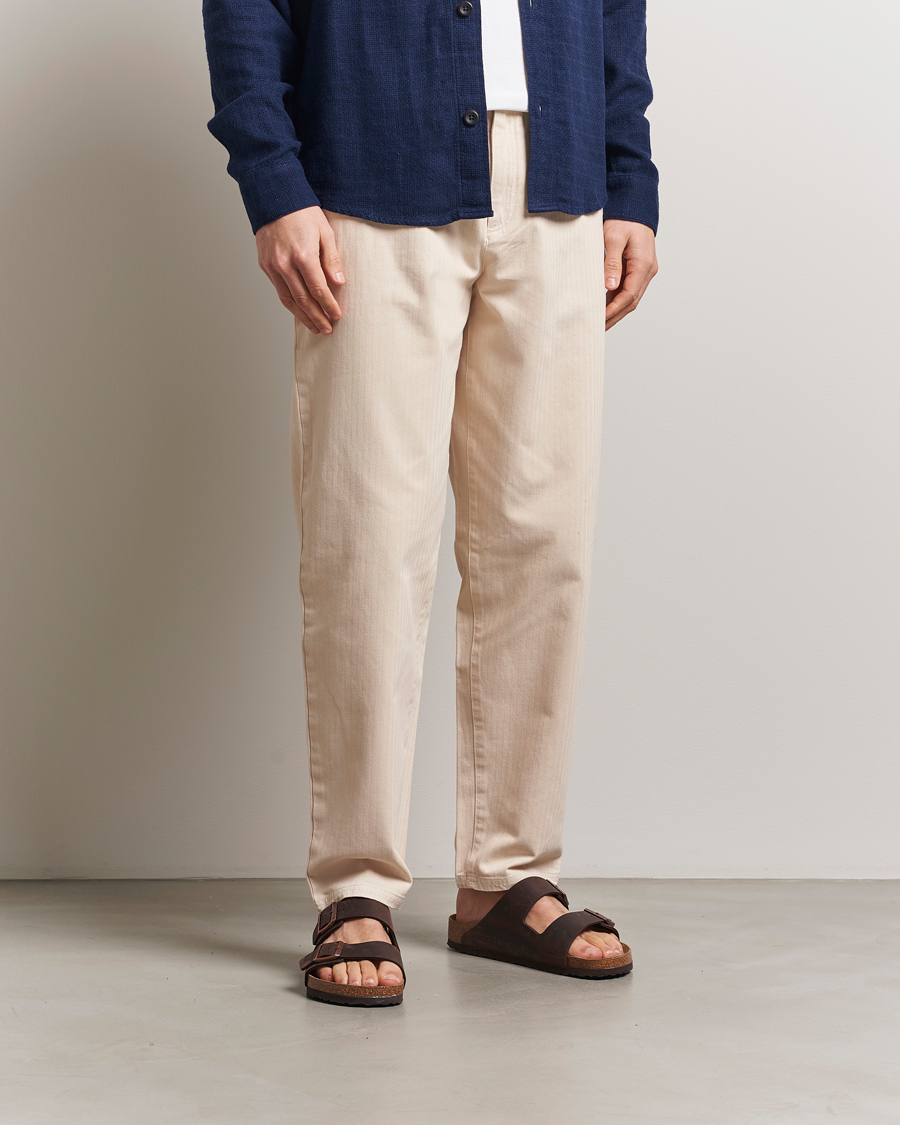 Uomini | Pantaloni | LES DEUX | Cody Cotton Herringbone Pants Ivory