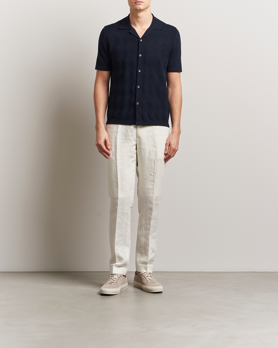 Uomini | Camicie | Altea | Jacquard Knit Camp Shirt Navy