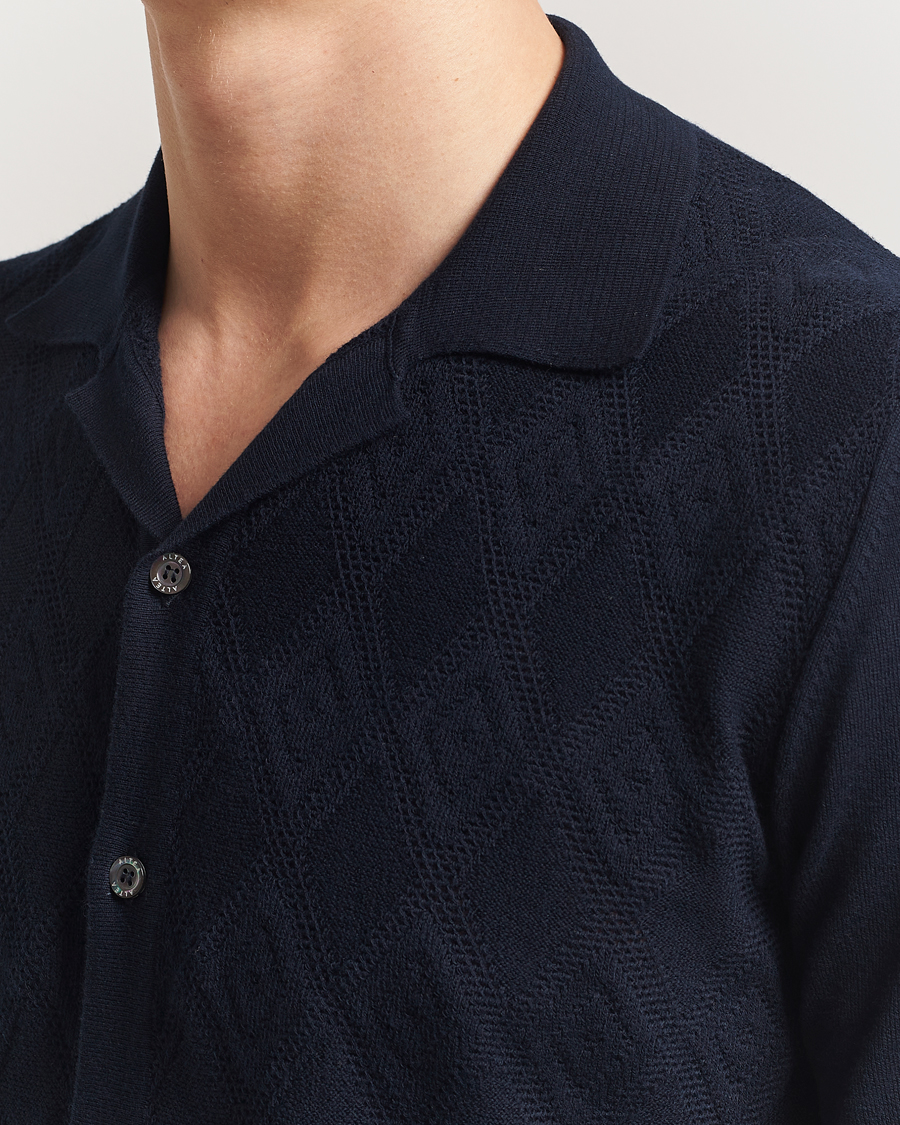 Uomini | Camicie | Altea | Jacquard Knit Camp Shirt Navy