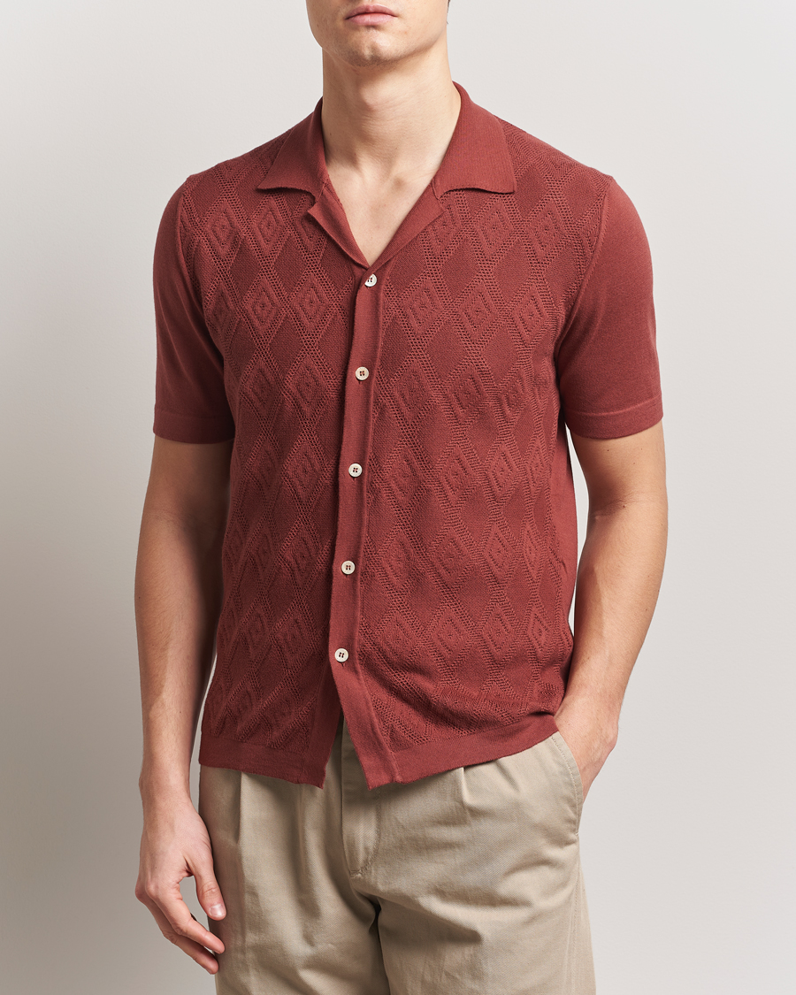 Uomini | Camicie | Altea | Jacquard Knit Camp Shirt Burgundy