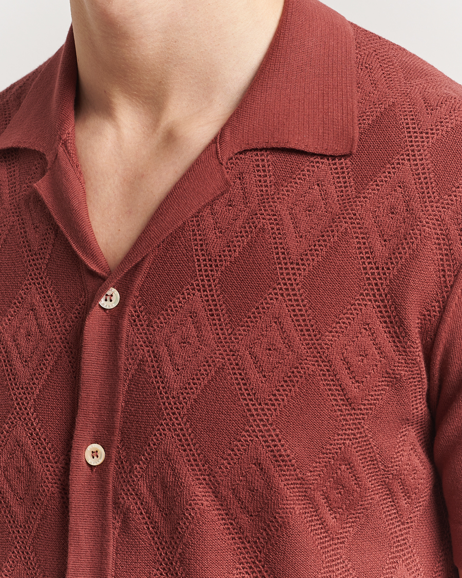 Uomini | Camicie | Altea | Jacquard Knit Camp Shirt Burgundy