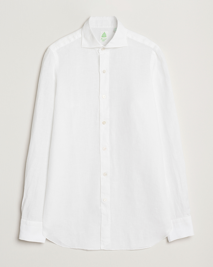 Uomini | Camicie | Finamore Napoli | Gaeta Linen Shirt White