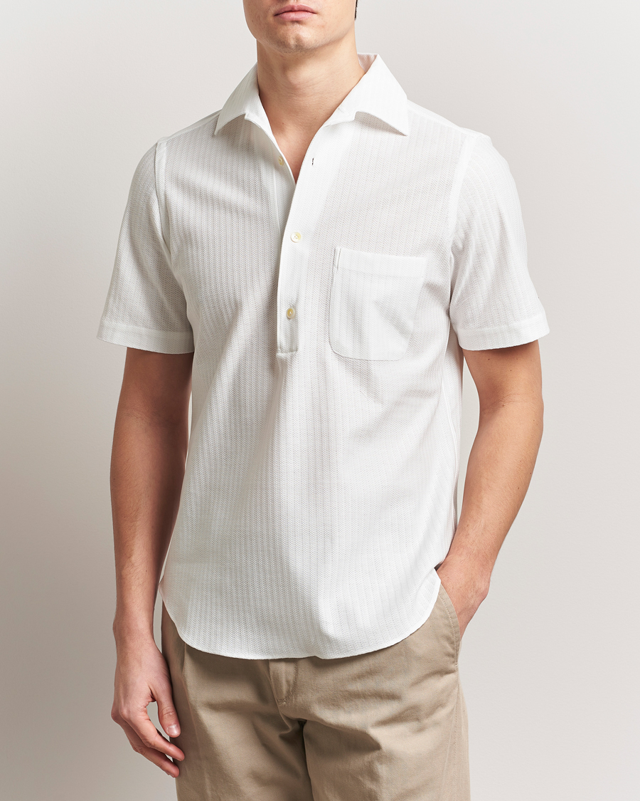 Uomini | Camicie | Finamore Napoli | Vico Jersey Short Sleeve Polo White
