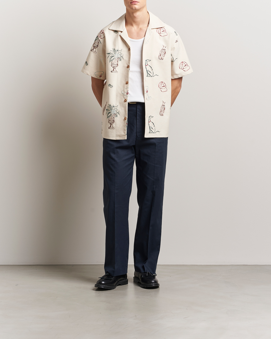Uomini | Camicie | Drôle de Monsieur | Embroidered Country Club Shirt Ecru