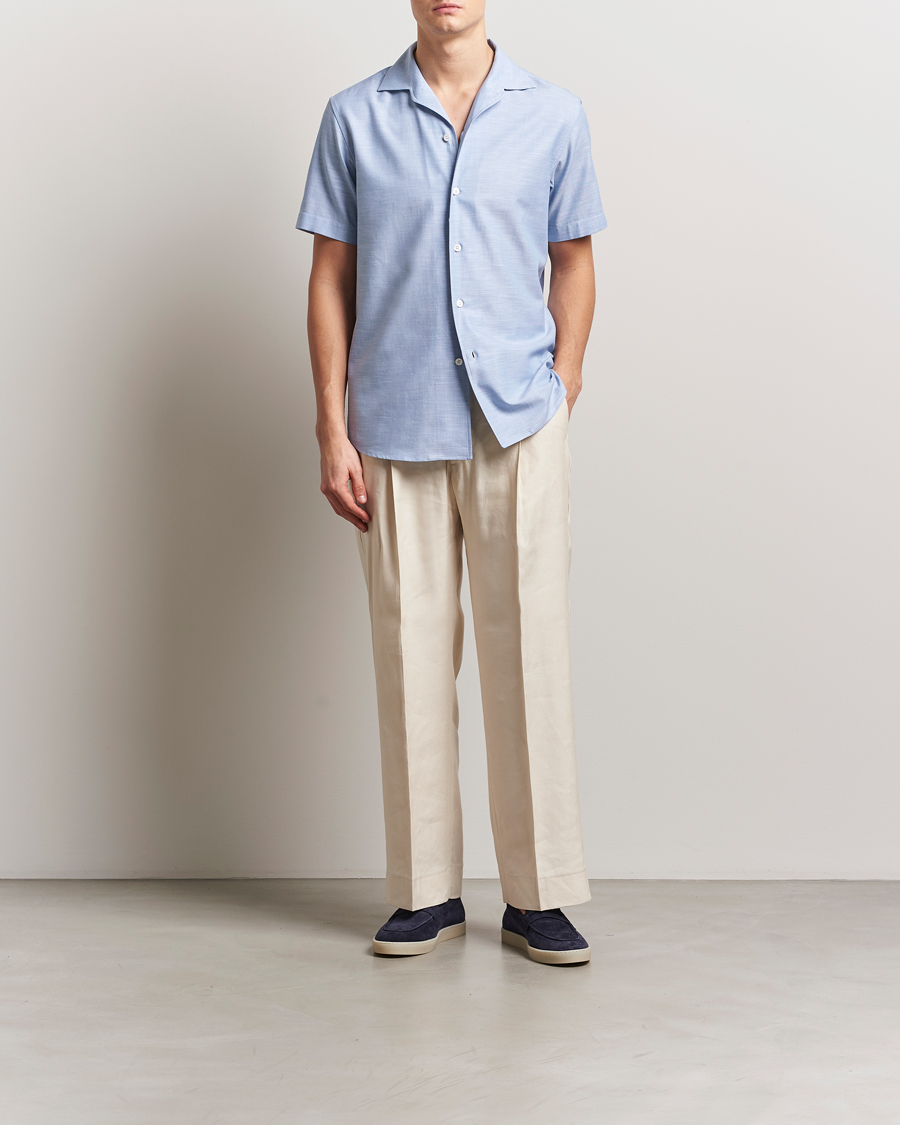 Uomini | Camicie | Brioni | Cotton Capri Shirt Light Blue