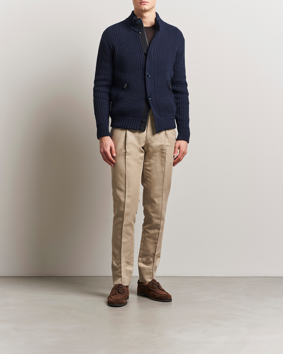 Uomini | Pantaloni | Brioni | Cotton/Linen Pleated Trousers Beige