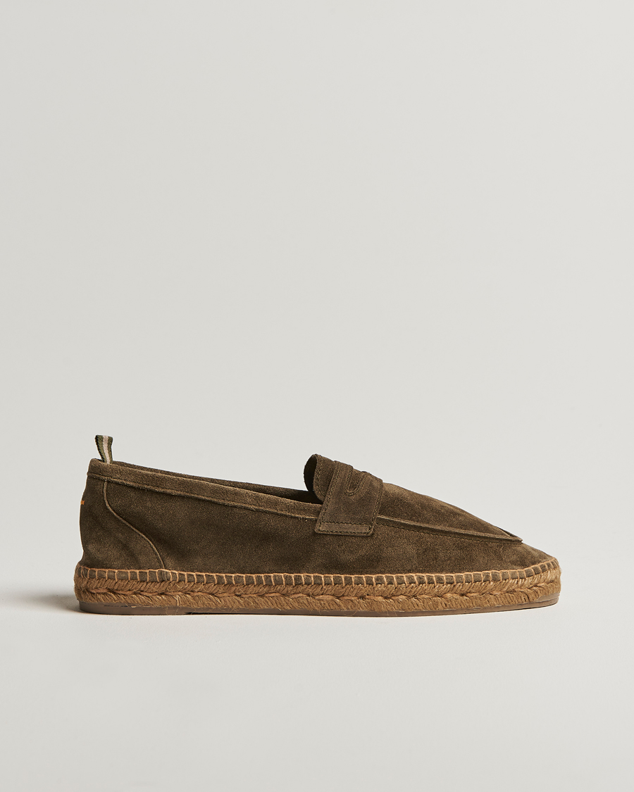 Uomini | Espadrillas | Castañer | Nacho Casual Suede Loafers Verde Bosque